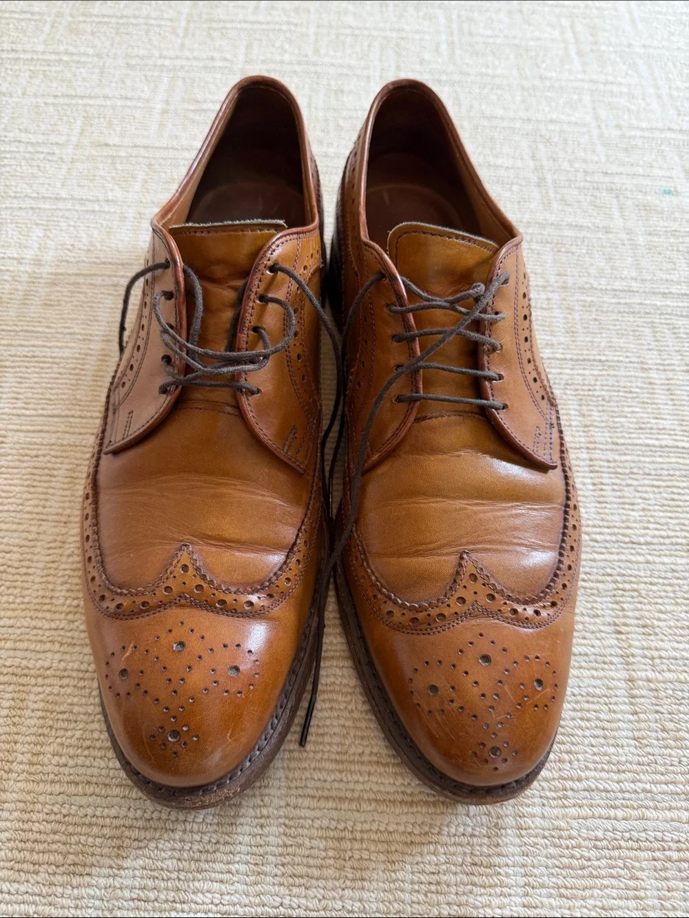 Ralph Lauren Men's Leather Wingtip Dress Shoes - Tan